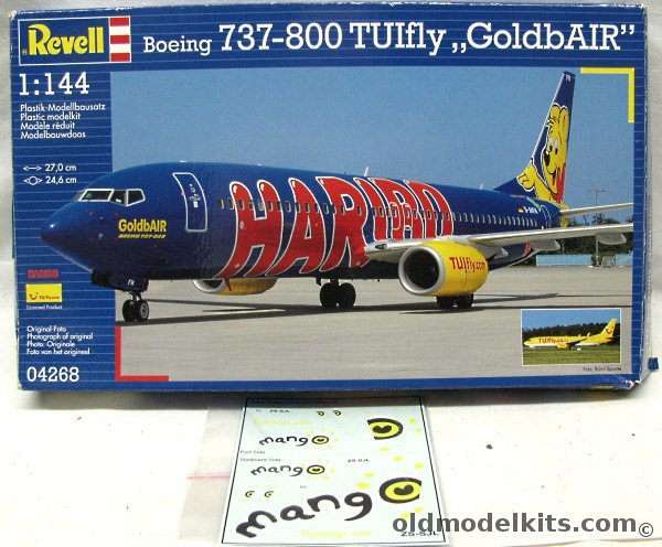 Revell 1/144 Boeing 737-800 - TUIfly / Haribo 'GoldbAIR' + MAVdecals 'Mango' Air Lines (South Africa) Decals, 04268 plastic model kit